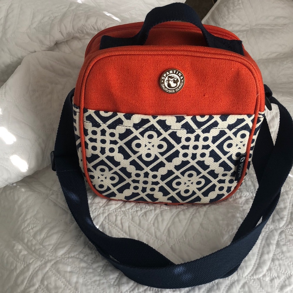 SPARTINA Lunch box. Orange, Blue and Cream